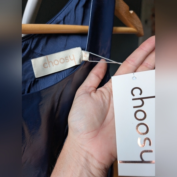 Nwt Choosy Chic‎ Navy Blue Sleeveless Faux Leather Dress - Picture 6 of 6